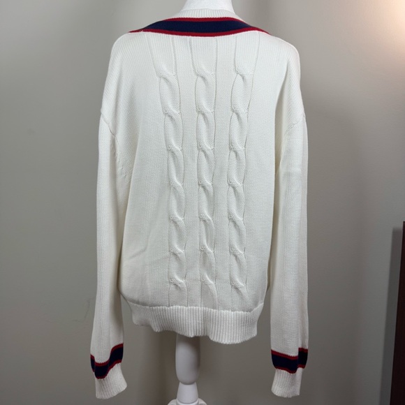 The Upside Cable Knit Varsity Sweater, Old Money, Preppy, Tenniscore, Size M - Picture 12 of 16